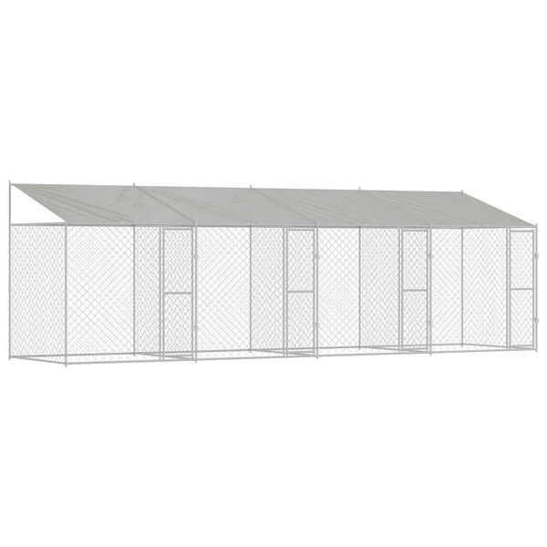 vidaXL Cage pour chien avec toit Argent&eacute; 800 x 200 x 258 cm