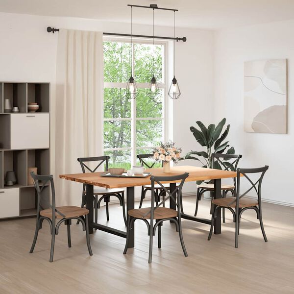 vidaXL Table &agrave; manger marron clair bois de ch&ecirc;ne massif rectangulaire