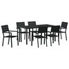 vidaXL Ensemble de salle &agrave; manger pour jardin 7 pc Noir