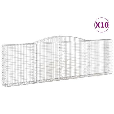 vidaXL Paniers à gabions arqués 10 pcs 400x30x120/140 cm Fer galvanisé