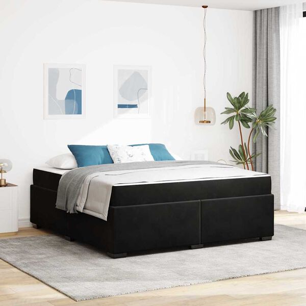 vidaXL Cadre de lit avec matelas Noir 180 x 200 cm tissu