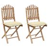 vidaXL Chaises pliantes (lot de 2) avec coussins en bambou