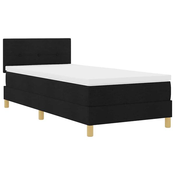 vidaXL Lit &agrave; ressort LED avec matelas avec LED Noir 90 x 190 cm tissu