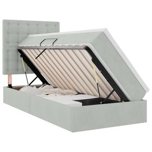 vidaXL Lit avec rangement et matelas Gris clair 100 x 200 cm Velours