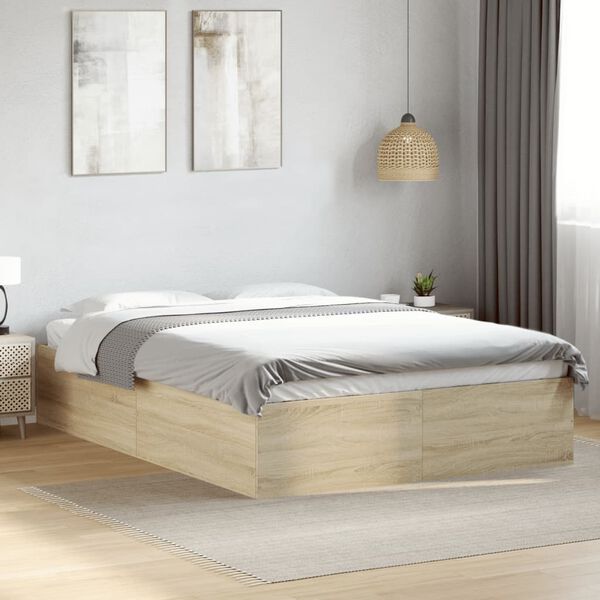 vidaXL Cadre de lit sans matelas ch&ecirc;ne sonoma 140x200 cm