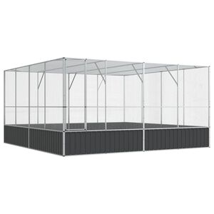 vidaXL Voli&egrave;re argent&eacute; 418x414x212 cm acier