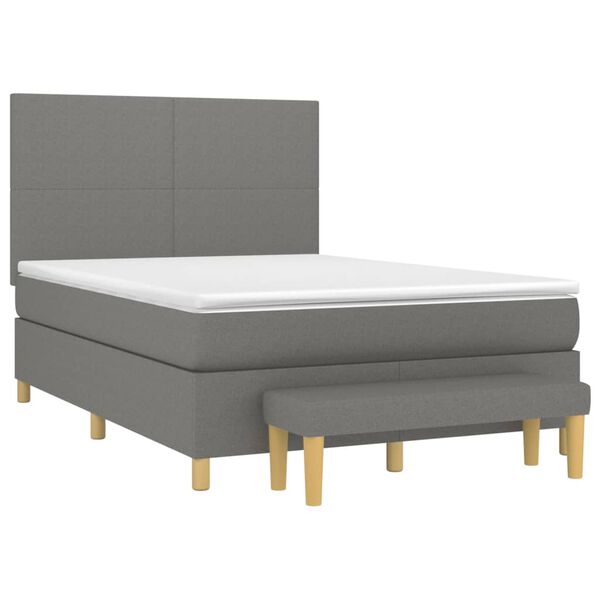 vidaXL Sommier &agrave; lattes de lit avec matelas Gris fonc&eacute; 140x190cm Tissu
