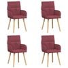vidaXL Chaises de salle &agrave; manger 4 pc Tissu Bordeaux 60 x 56 x 93 cm