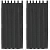 vidaXL Rideaux en voile avec passants 2 pcs noir