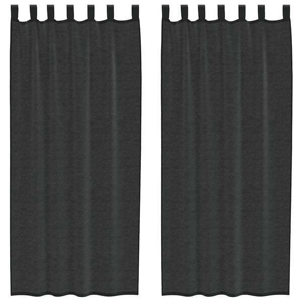 vidaXL Rideaux en voile avec passants 2 pcs noir