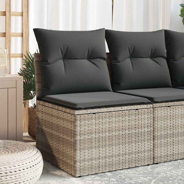 vidaXL Canap&eacute; de jardin sans accoudoirs coussins gris clair poly rotin