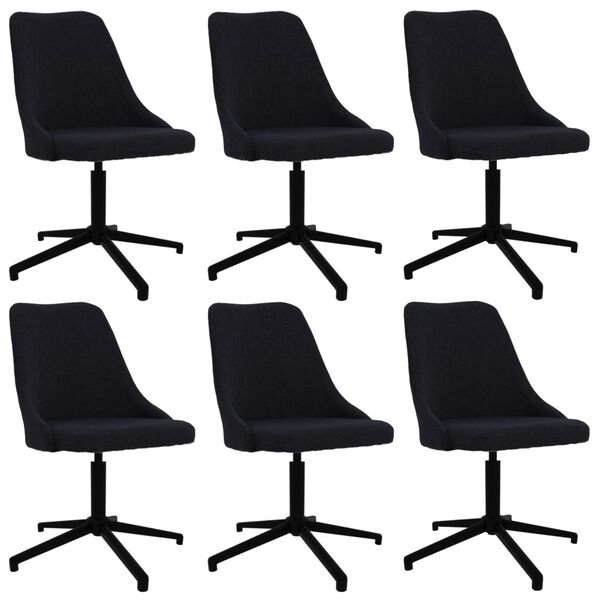 vidaXL Chaises pivotantes &agrave; manger lot de 6 noir tissu