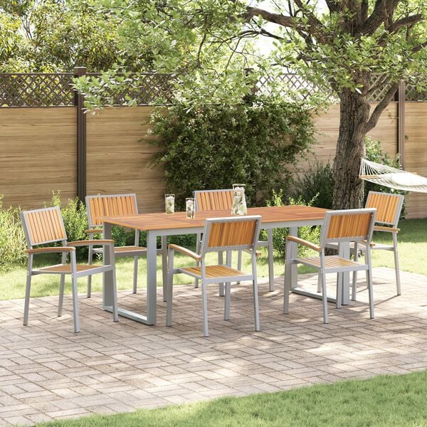 vidaXL Ensemble de salle &agrave; manger pour jardin 7 pcs Gris