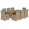 vidaXL Ensemble &agrave; manger de jardin et coussins 9 pcs beige Poly rotin