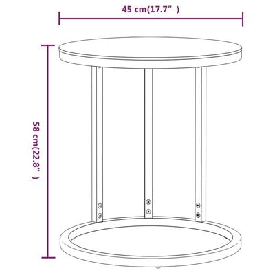 vidaXL Table d'appoint Doré et noir 45 cm Verre trempé