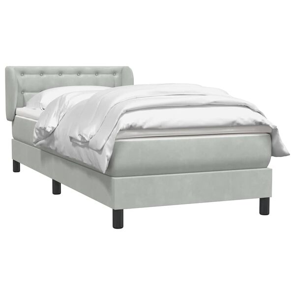 vidaXL Sommier &agrave; lattes de lit et matelas gris clair 90x220 cm velours