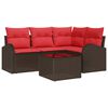 vidaXL Ensemble de canap&eacute; de jardin 5 pc Marron polyrotin