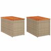 vidaXL Tables d'appoint de jardin 2 pcs beige rotin bois massif