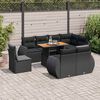 vidaXL Salon de jardin 9 pcs avec coussins noir r&eacute;sine tress&eacute;e