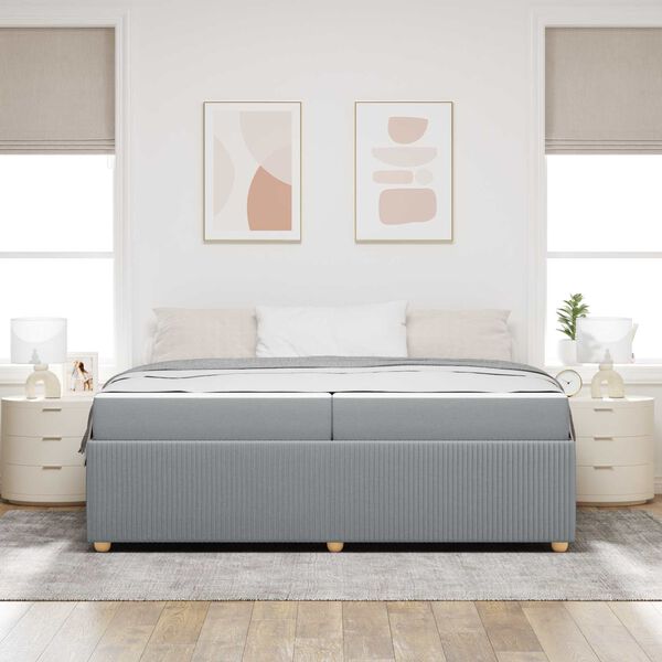 vidaXL Cadre de lit avec matelas Gris clair 200 x 200 cm tissu