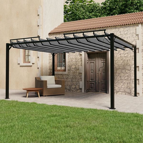 vidaXL Tonnelle avec toit &agrave; persienne 3x4 m Anthracite Tissu aluminium