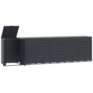 vidaXL Rangement &agrave; roulettes pour poubelles pour 6 bacs anthracite