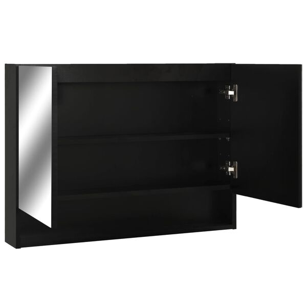 vidaXL Armoire à miroir de salle de bain LED Noir 80x15x60 cm MDF