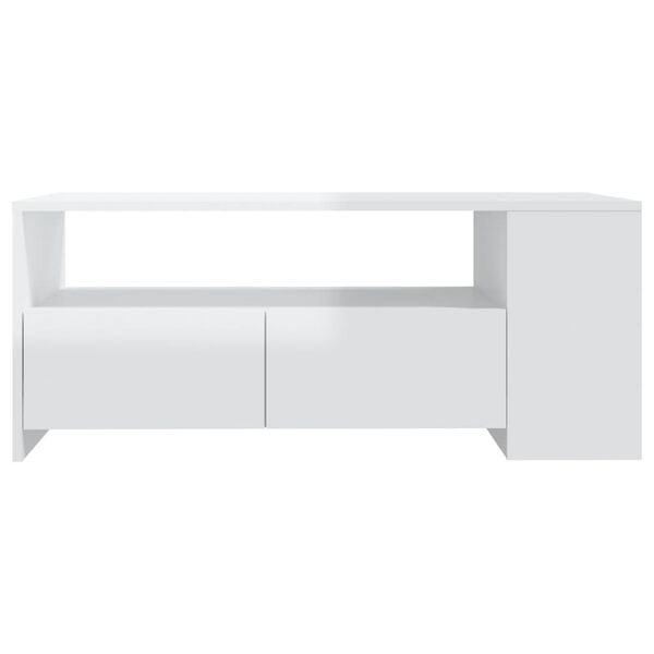 vidaXL Table basse blanc brillant 102x55x42 cm bois d'ing&eacute;nierie