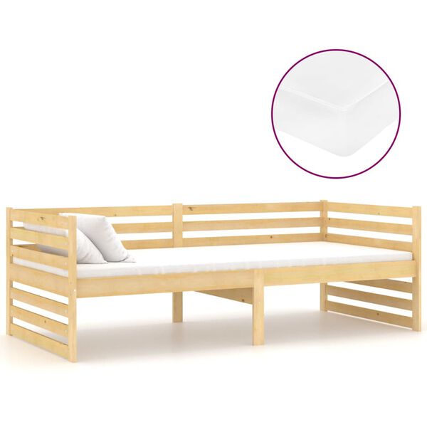 vidaXL Lit de repos avec matelas 90x200 cm Bois de pin massif