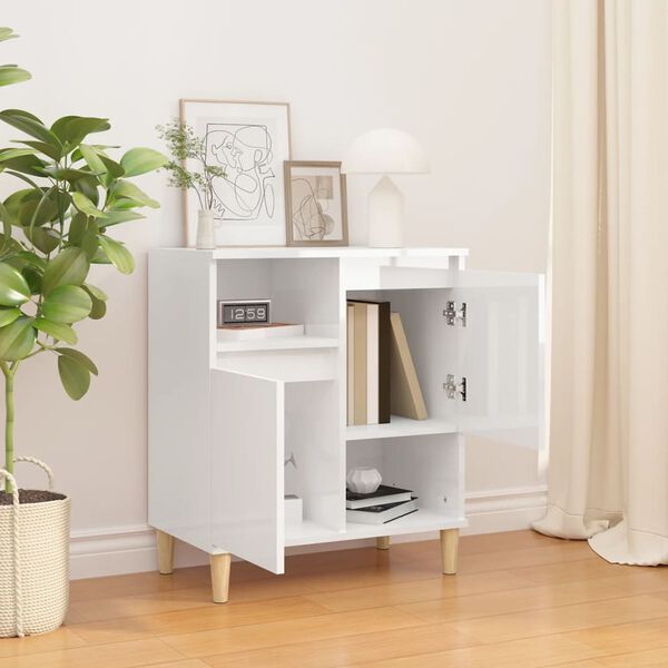 vidaXL Buffet Blanc brillant 60x35x70 cm Bois d'ing&eacute;nierie