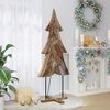 vidaXL Sapin de Noël avec support Marron 180 cm Bois de teck solide