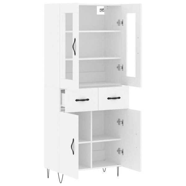 vidaXL Buffet haut Blanc 69,5x34x180 cm Bois d'ing&eacute;nierie