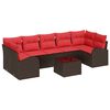 vidaXL Ensemble de canap&eacute; de jardin 8 pcs Beige et Rouge polyrotin
