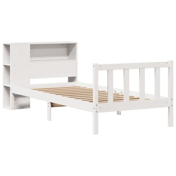 vidaXL Lit biblioth&egrave;que sans matelas blanc 90x200cm bois de pin massif