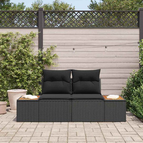 vidaXL Canap&eacute; de jardin Noir 184 x 62 x 85cm polyrotin