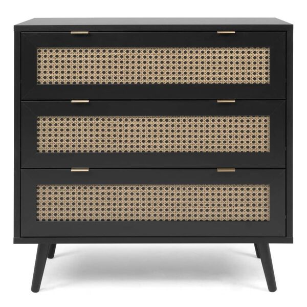 Finori Commode Vienna 03A Noir et impression de rotin