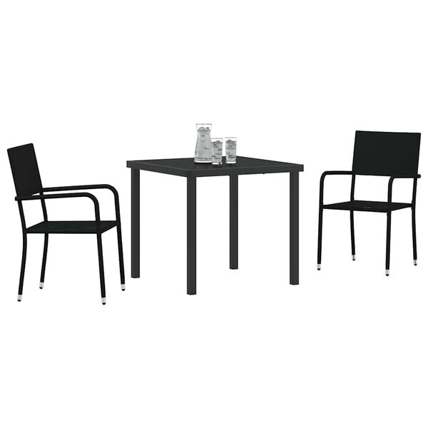 vidaXL Ensemble de salle &agrave; manger pour jardin 3 pcs Noir polyrotin