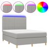 vidaXL Sommier &agrave; lattes de lit et matelas et LED Gris clair 140x190 cm