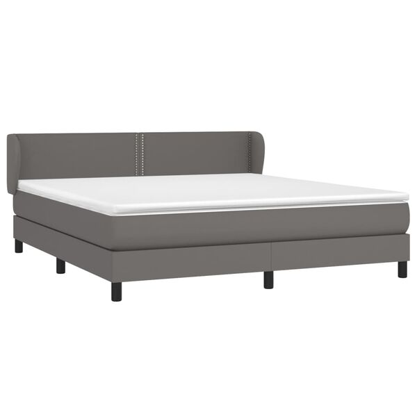 vidaXL Sommier &agrave; lattes de lit avec matelas Gris 180x200 cm Similicuir
