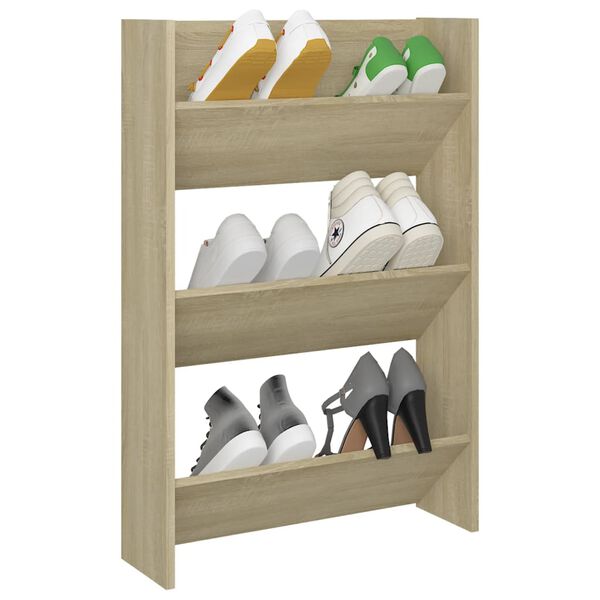 vidaXL Armoire &agrave; chaussures murale Ch&ecirc;ne Sonoma 60x18x90 cm Agglom&eacute;r&eacute;