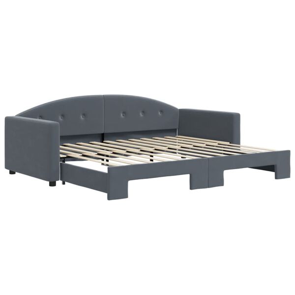 vidaXL Lit de jour avec gigogne sans matelas gris foncé 90x200 cm