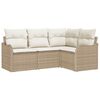 vidaXL Ensemble de canap&eacute; de jardin 4 pc Beige polyrotin