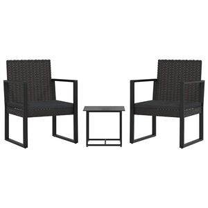 vidaXL Salon de jardin 3 pcs avec coussins Noir R&eacute;sine tress&eacute;e