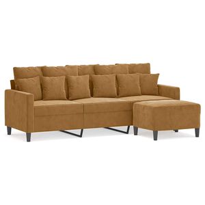 vidaXL Canap&eacute; &agrave; 3 places avec repose-pieds Marron 180 cm Velours