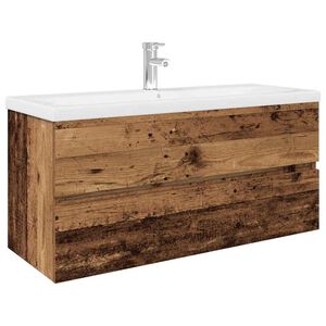 vidaXL Meuble lavabo avec bassin et robinet int&eacute;gr&eacute;s vieux bois