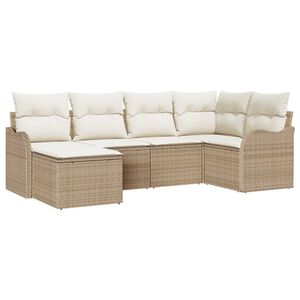 vidaXL Ensemble de canap&eacute; de jardin 6 pcs Beige et blanc Poly rotin