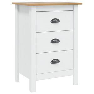 vidaXL Cabinet de chevet HILL Blanc et marron miel 46 x 35 x 65 cm