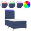 vidaXL Sommier &agrave; lattes de lit et matelas et LED Bleu 80x200cm Tissu