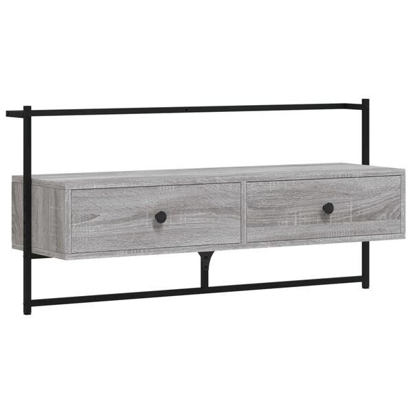 vidaXL Meuble TV mural sonoma gris 100,5x30x51 cm bois d'ing&eacute;nierie