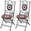 vidaXL Chaises pliantes, lot de 2, en c&eacute;ramique terracotta et blanche